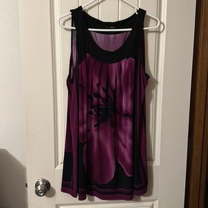 Style & Co Purple & Black Flower Print Sleeveless Shirt Top Blouse 2X Plus